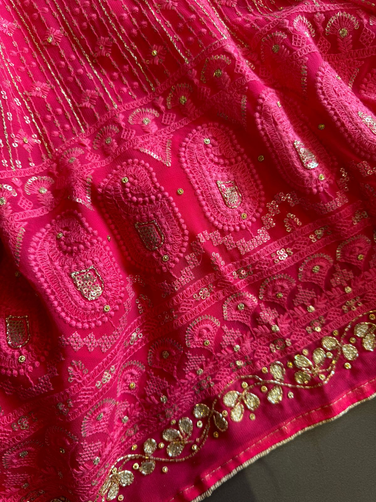 Pure Georgette Lakhnavi shirt (Unstitched) with thread